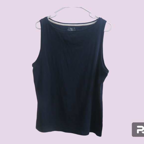 Talbots the talbots tee sleeveless top blouse shirt in navy blue size XLP Extra - Picture 1 of 7